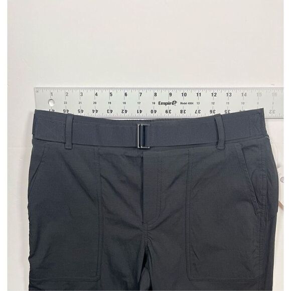NWT Athleta Trekkie Belted Pant Ankle Zip Ripstop Travel UPF Black Pant Size 8 - Picture 12 of 16